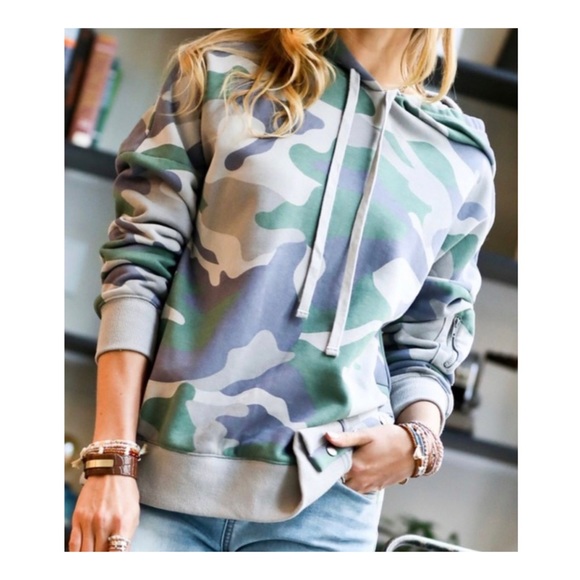 Washed Out Camouflage Hoodie Sweatshirt - Picture 2 of 9